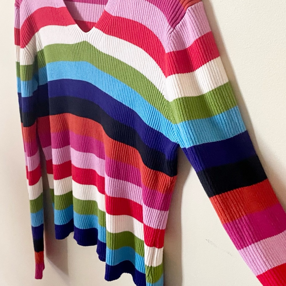 Vintage Pierre Cardin Striped V-Neck Sweater - Picture 3 of 8